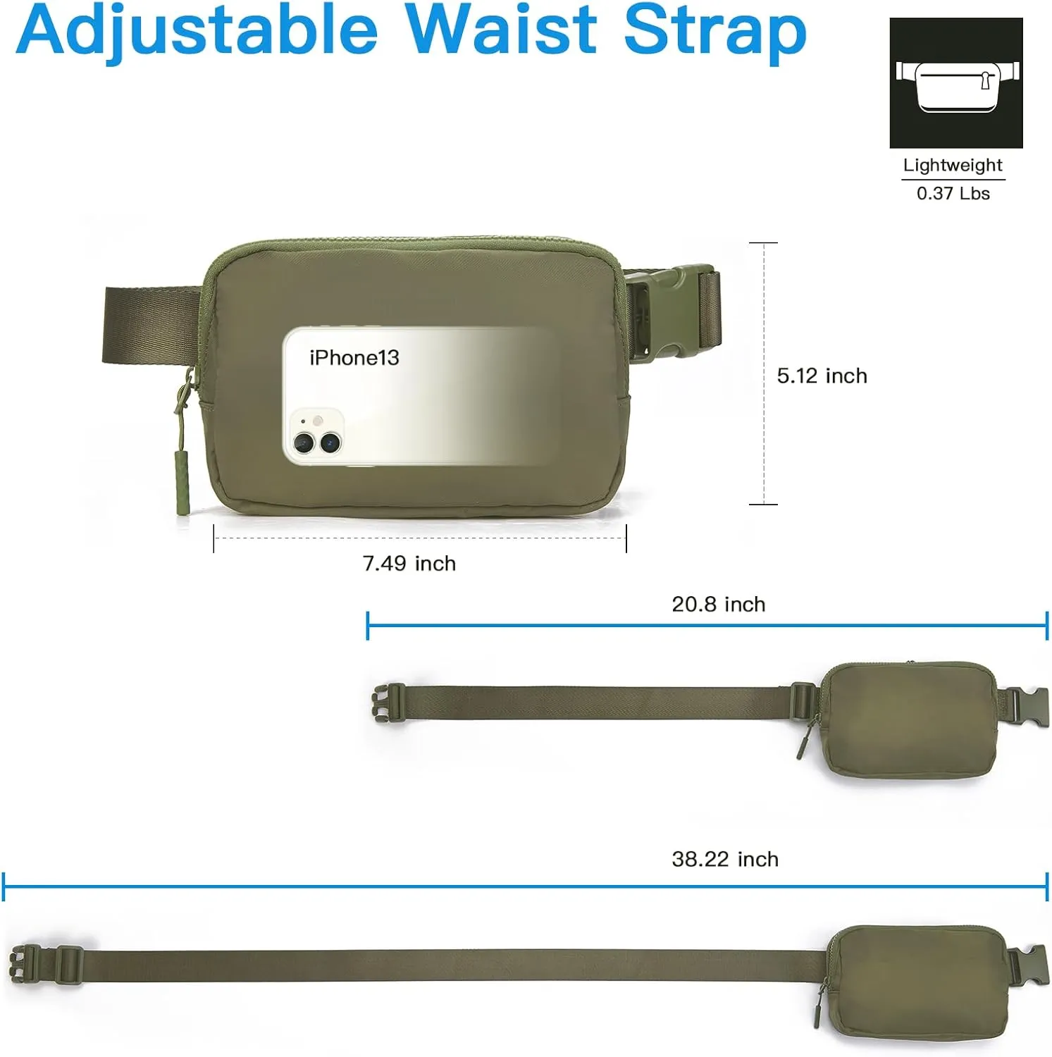 Telena Belt Bag for Women Men Fashionable Crossbody Fanny Pack for Women Waist Bag with Adjustable Strap Green