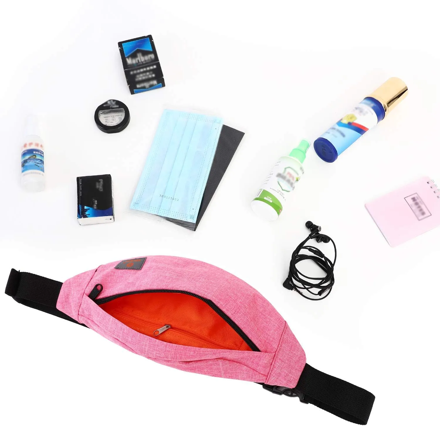 TINYAT Small Fanny Packs for Women Men Waist Bag Sling Bag Super Lightweight for Travel Cashier's box, Tool Kit T201, Pink