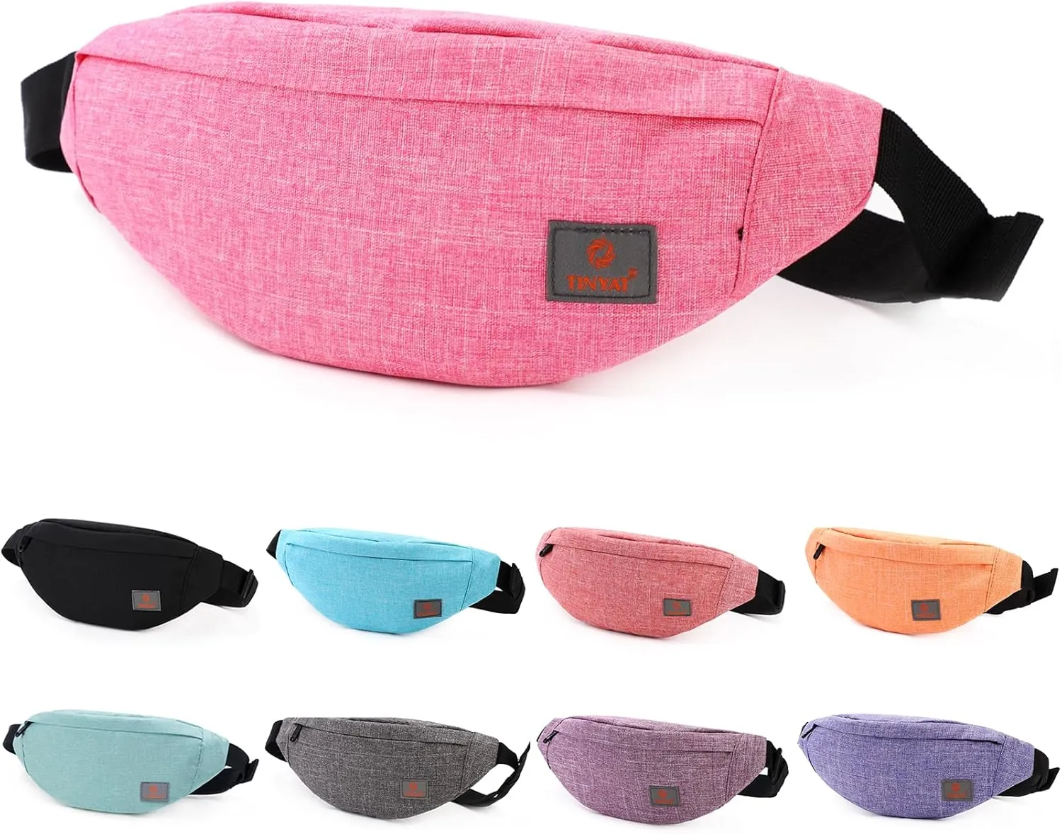 TINYAT Small Fanny Packs for Women Men Waist Bag Sling Bag Super Lightweight for Travel Cashier's box, Tool Kit T201, Pink