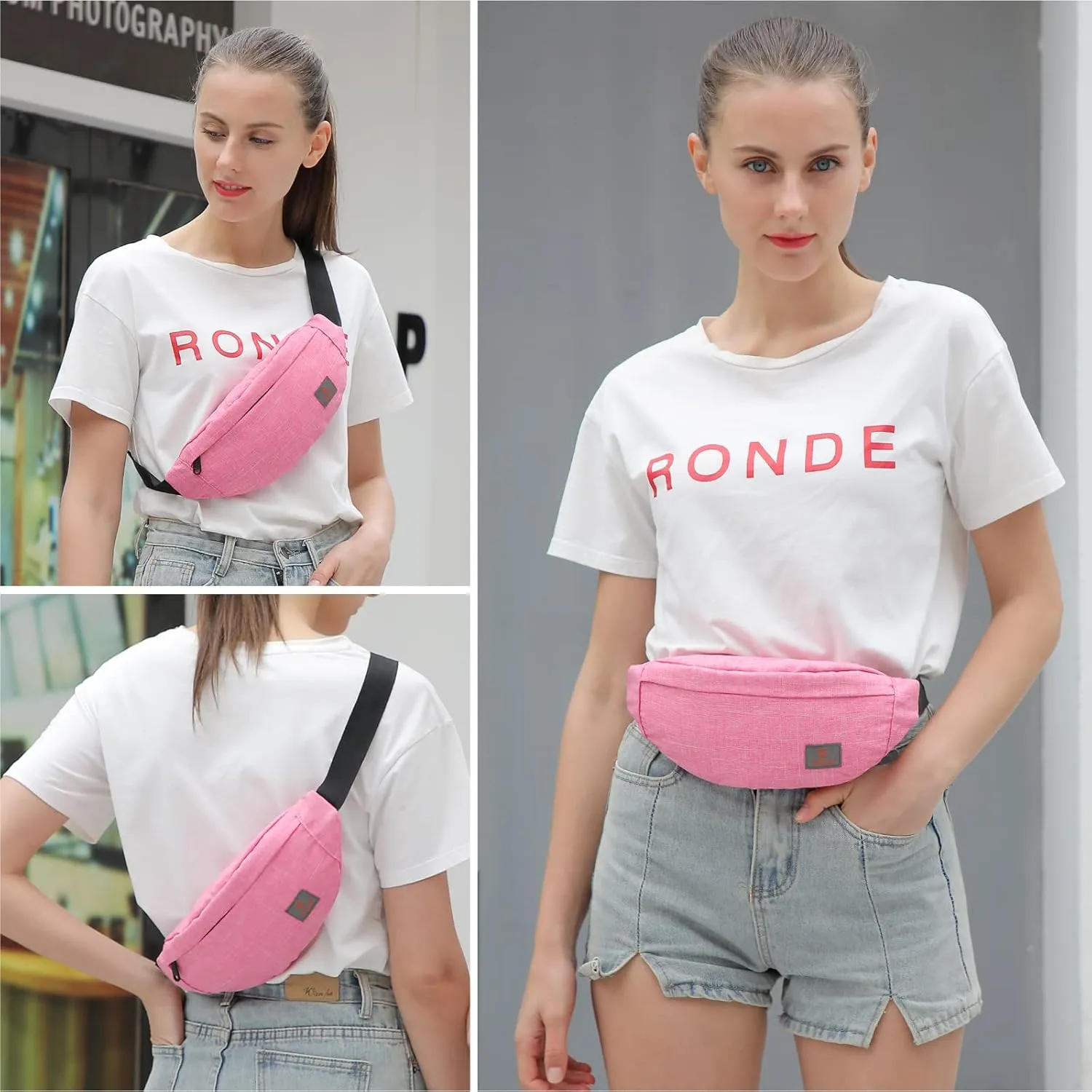 TINYAT Small Fanny Packs for Women Men Waist Bag Sling Bag Super Lightweight for Travel Cashier's box, Tool Kit T201, Pink