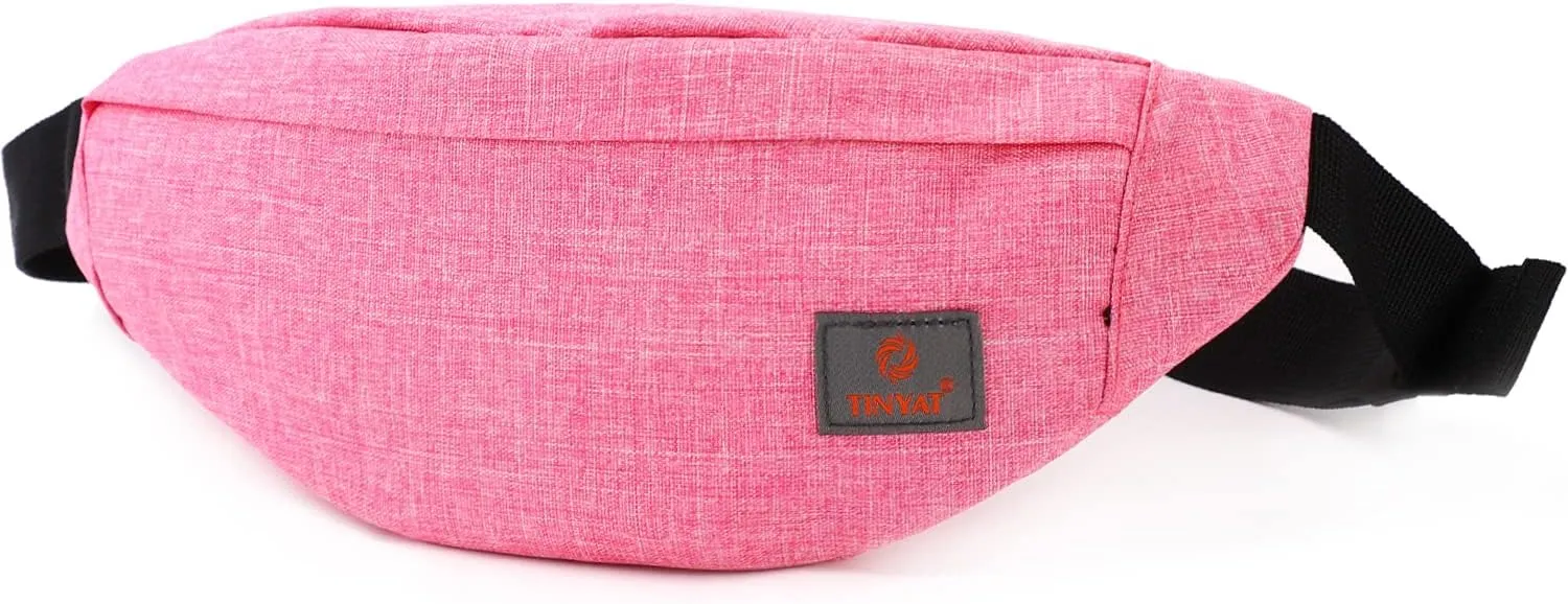 TINYAT Small Fanny Packs for Women Men Waist Bag Sling Bag Super Lightweight for Travel Cashier's box, Tool Kit T201, Pink