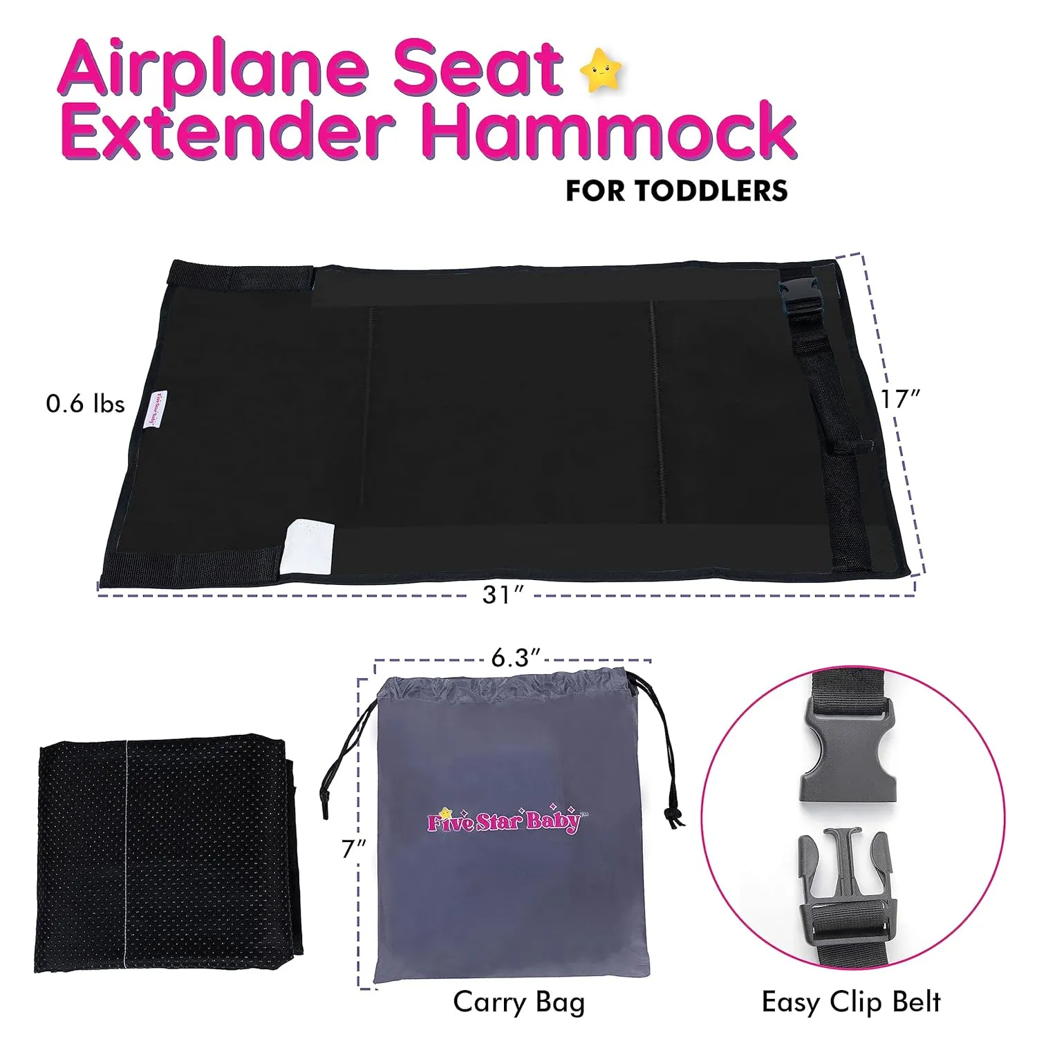 Toddler Airplane Bed for Toddler - Airplane Toddler Bed - Kids Airplane Bed - Baby Plane Travel Essentials - Airplane Seat Extender for Kids - Airplane Must Haves for Toddlers (Black)
