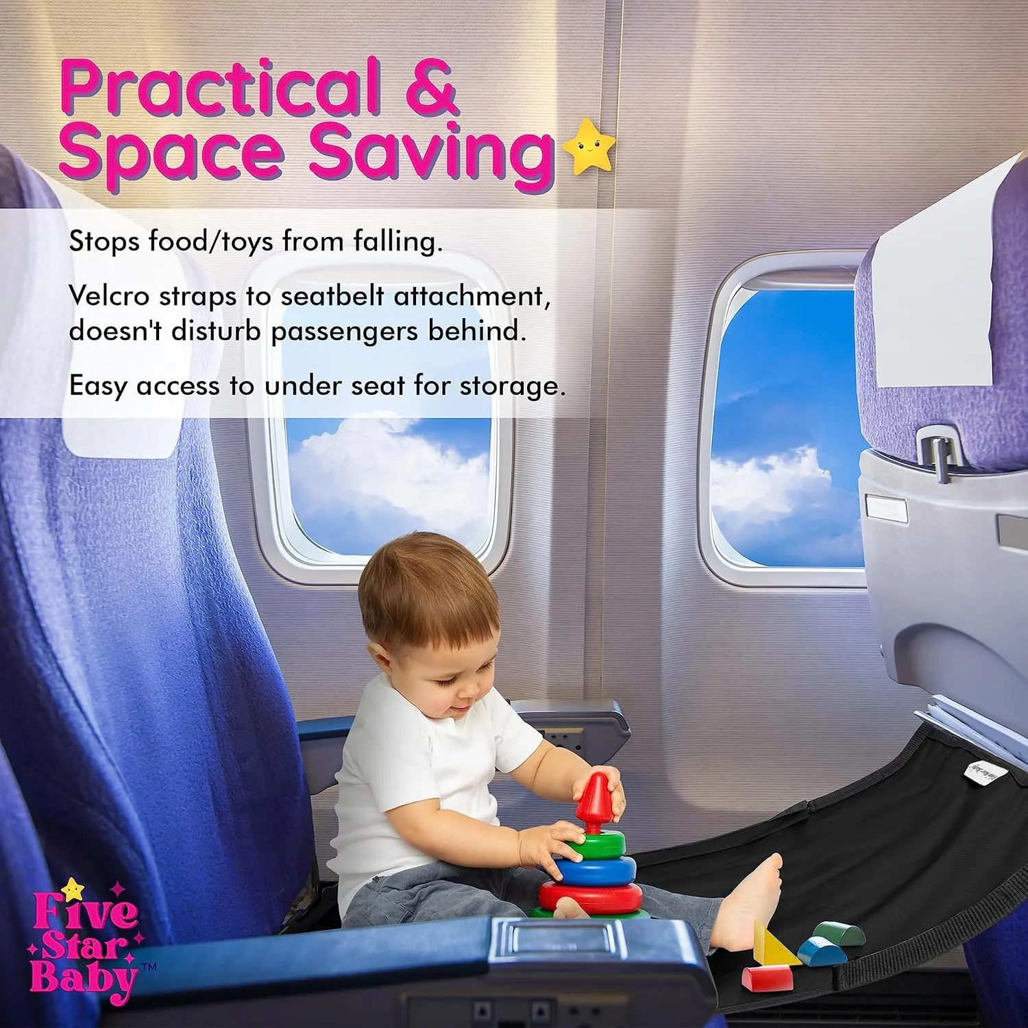 Toddler Airplane Bed for Toddler - Airplane Toddler Bed - Kids Airplane Bed - Baby Plane Travel Essentials - Airplane Seat Extender for Kids - Airplane Must Haves for Toddlers (Black)