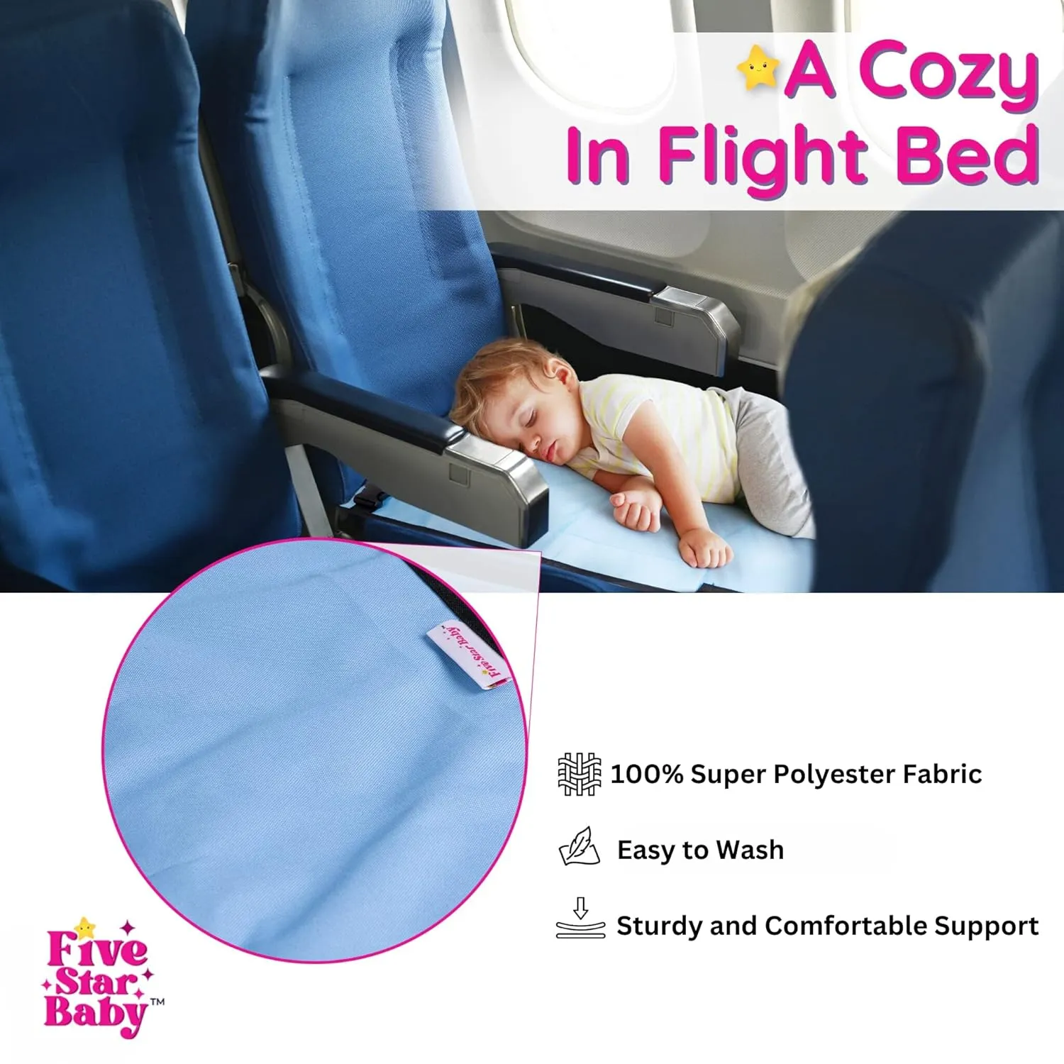 Toddler Airplane Bed - The Ultimate Airplane Travel Essentials for Kids | Airplane Seat Extender for Kids | Premium Airplane Bed for Toddlers - Blue