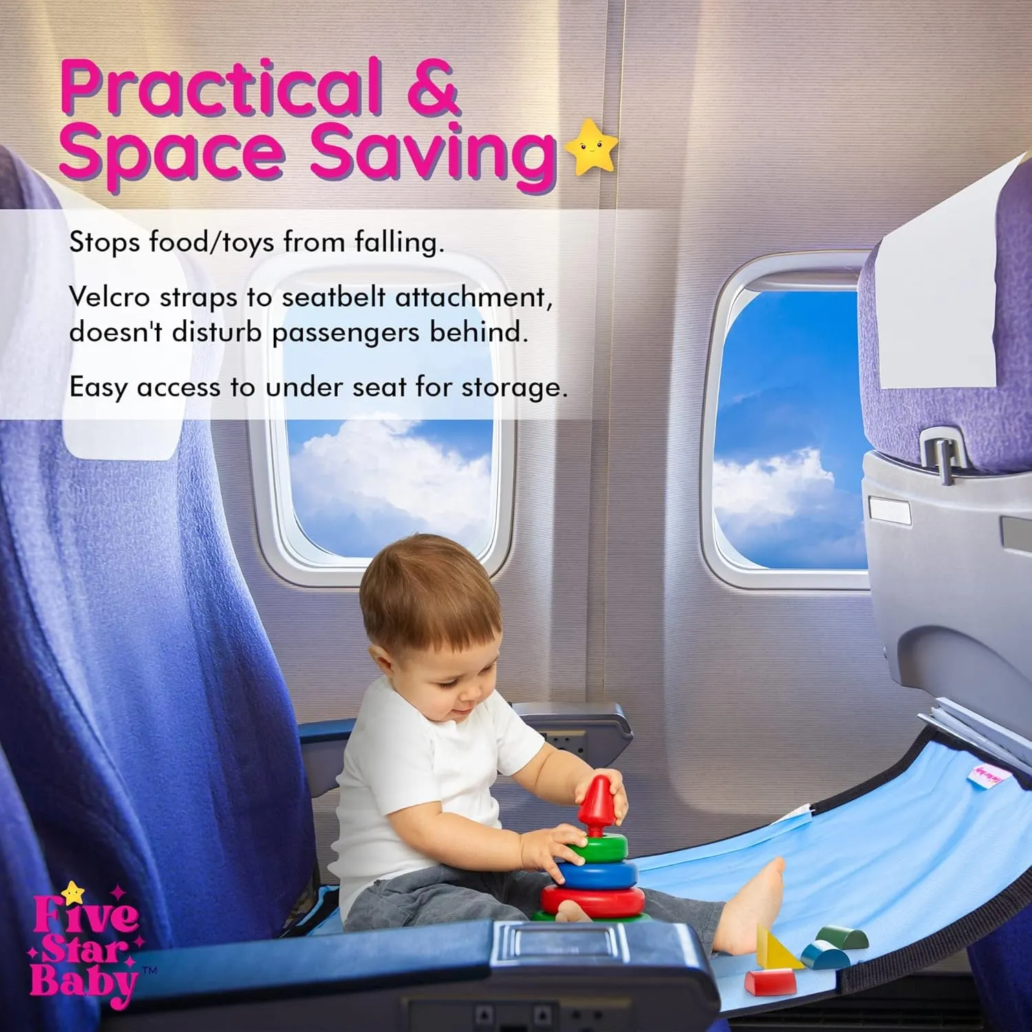 Toddler Airplane Bed - The Ultimate Airplane Travel Essentials for Kids | Airplane Seat Extender for Kids | Premium Airplane Bed for Toddlers - Blue