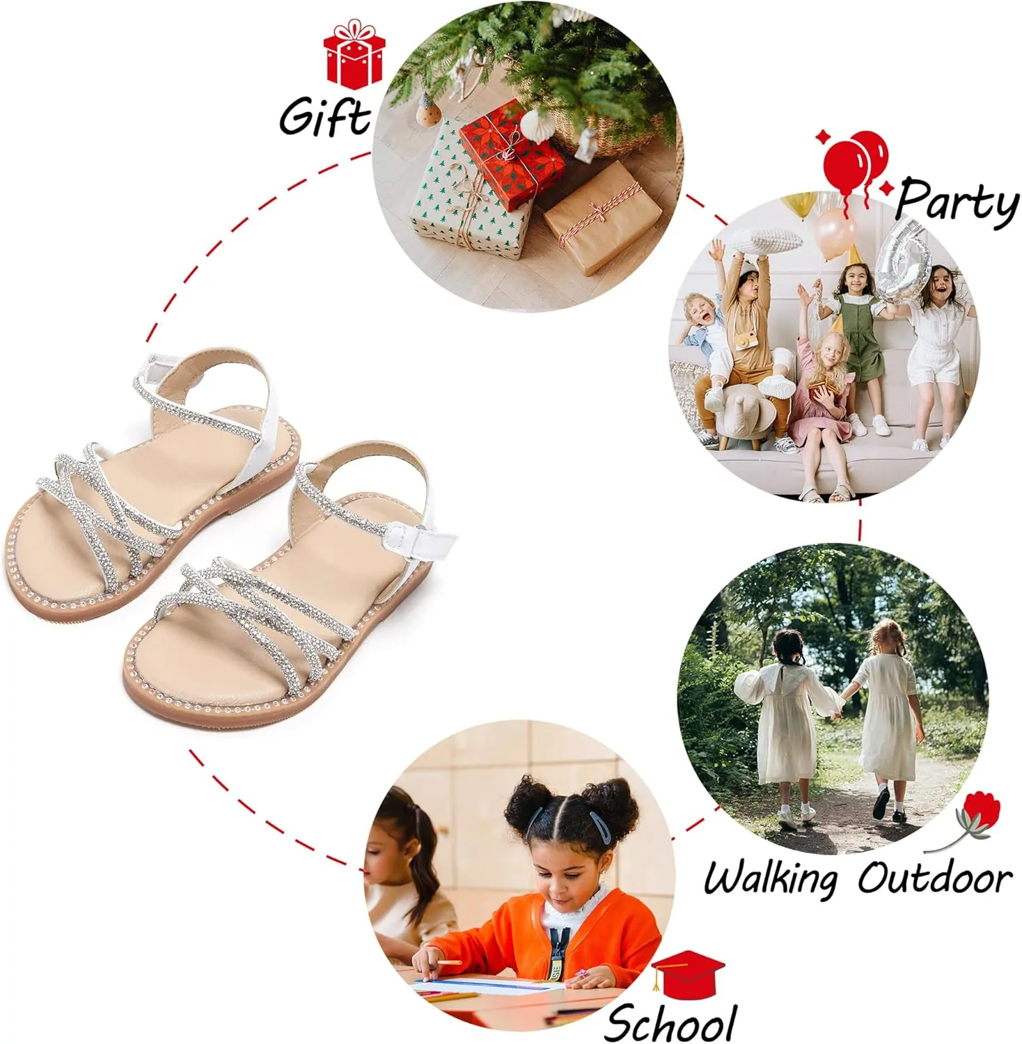 Toddler Flower Girl Sandals - Girl Summer Dress Shoes Toddler Little Kid Wedding Party