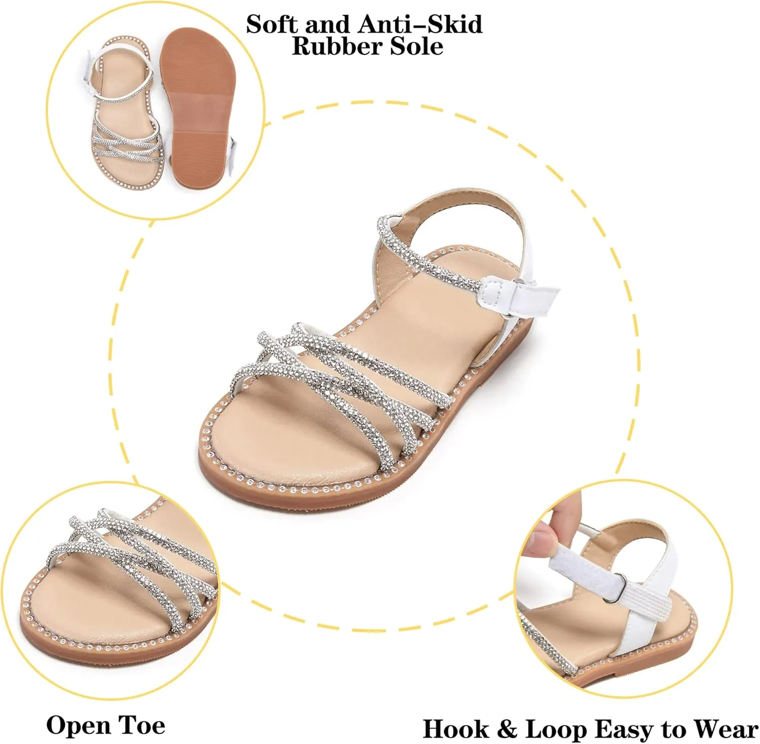 Toddler Flower Girl Sandals - Girl Summer Dress Shoes Toddler Little Kid Wedding Party