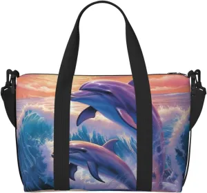 Travel Duffel Bags Personal Item Bag Carry on Luggage Bag Training Handbag Lightweight Waterproof Sports Gym Bag dolphins art Weekender Bag for Women Men