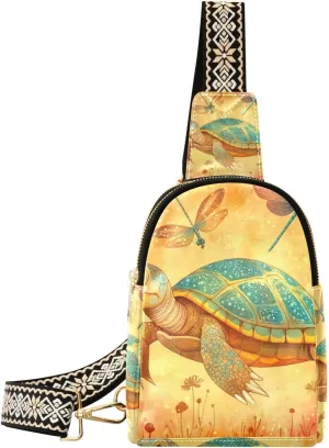 trendy Cartoon Turtle Reptile Terracotta fanny pack men lightweight fanny pack chest bag for hiking