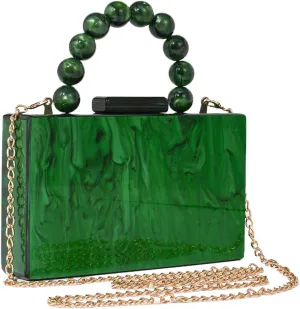 Trendy Purses For Women Evening Handbags, Beaded Top Handle Bag Shoulder Crossbody Pearl Wedding Clutch Acrylic Prom Luxury Bags
