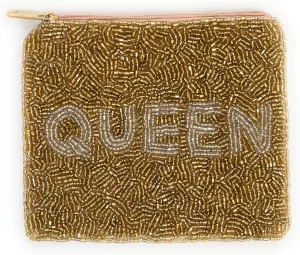TWINE AND LOVE QUEEN Coin Purse Pouch, Small Purse Pouch, Beaded Coin Purse, Cute Coin Purse, Gold Beaded Purse, Best Friend Gift, Mothers Day Gifts, Boho bags, Wallets For Her, TL-CP193