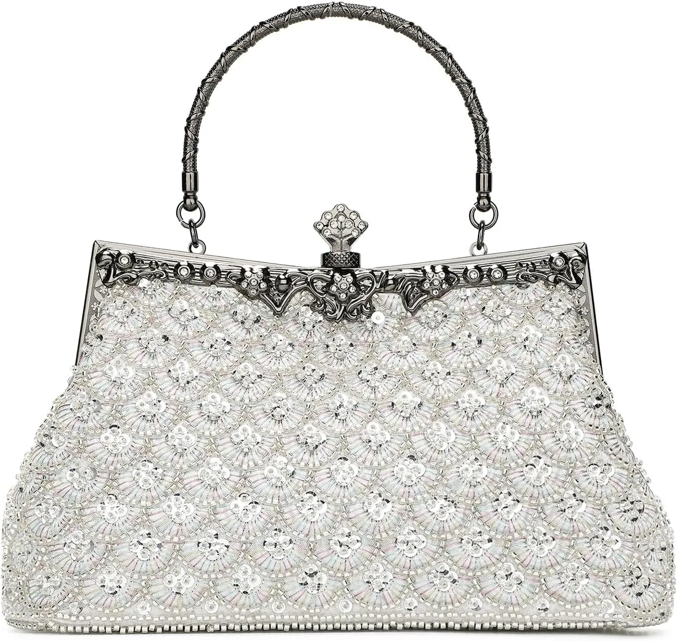 UBORSE Women Vintage Floral Beaded Rhinestone Embroidery Clutch Evening Handbag Wedding Party Purse Vintage Bags