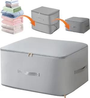 Ultra Space Saving Self Compression Organizer, 2025 Upgraded Space Saving Organizer, Premium Comforter Packaging Cube Bedding Storage Bag (Light Grey, X-Large 544260cm)
