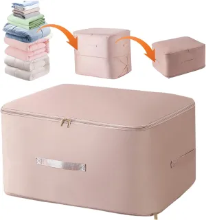 Ultra Space Saving Self Compression Organizer, 2025 Upgraded Space Saving Organizer, Premium Comforter Packaging Cube Bedding Storage Bag (Pink, X-Large 544260cm)