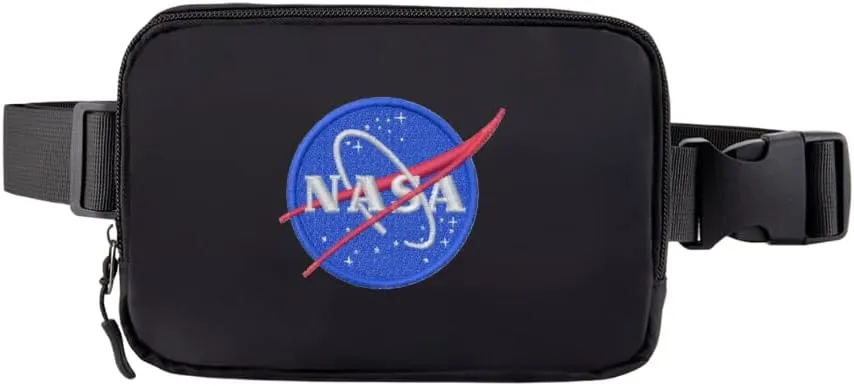 Unisex NASA Mini Belt Bag with Adjustable Strap Small Waist Pouch for Workout Running Traveling Hiking (Black)