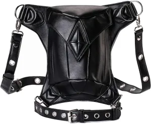 Unisex Punk 3 Ways Multi-Purpose Tactical Drop Leg Bag Hip Belt Waist Shoulder Fanny Packs Steampunk Bag Purse Pouch