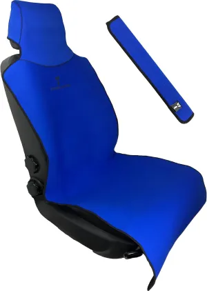 Universal Waterproof and Sweatproof Seat Cover   Seat Belt Cover for Post Gym, Run, Crossfit, Yoga, Boxing, Spin, MMA and Pet Protection 22"X59" (Blue)