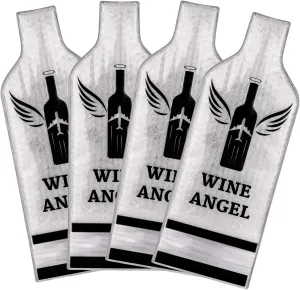 [UPGRADED PROTECTION] 4 Set (8 pcs) Reusable Wine Bags for Travel, Wine Travel Protector, Bottle Travel Sleeve Case For Airplane, Car, Cruise, TRIPLE Protection Luggage Leak-Proof Safety Impact Resist