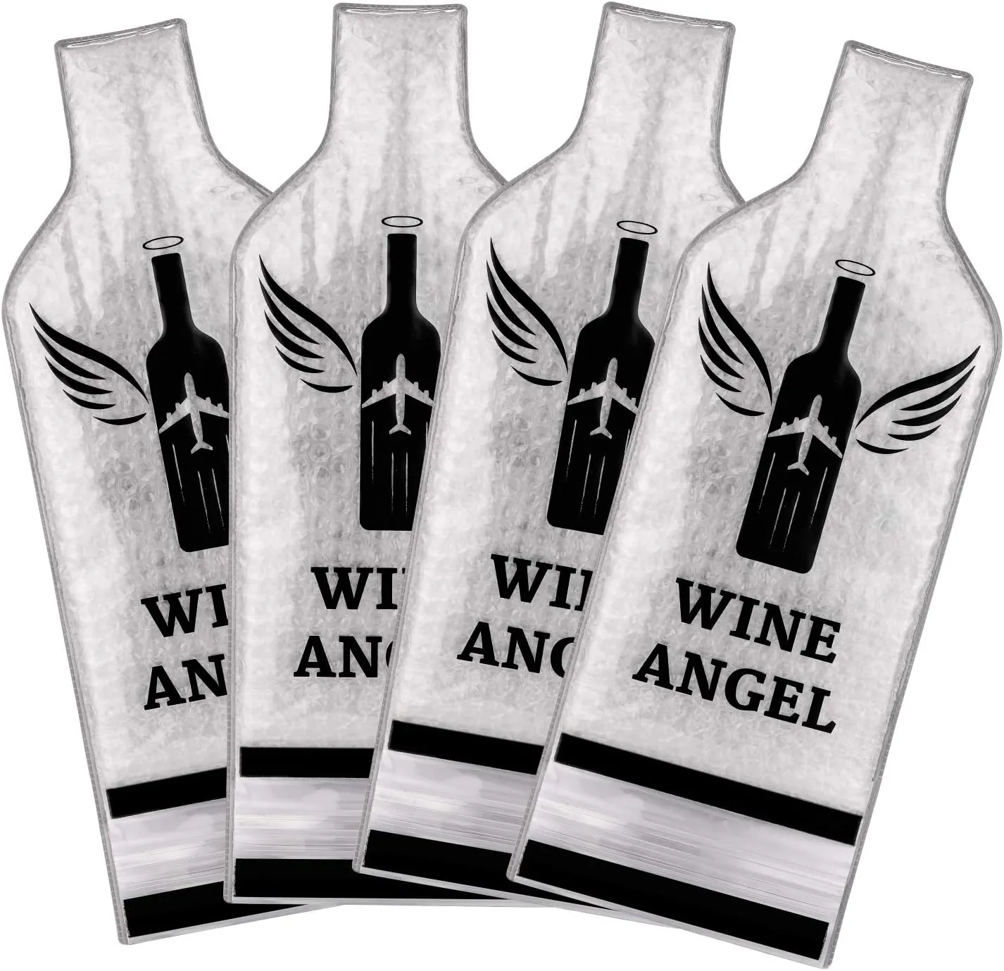 [UPGRADED PROTECTION] 4 Set (8 pcs) Reusable Wine Bags for Travel, Wine Travel Protector, Bottle Travel Sleeve Case For Airplane, Car, Cruise, TRIPLE Protection Luggage Leak-Proof Safety Impact Resist