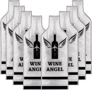 [UPGRADED PROTECTION] 8 Set (16 pcs) Reusable Wine Bags for Travel, Wine Travel Protector, Bottle Travel Sleeve Case For Airplane, Car, Cruise, TRIPLE Protection Luggage Leakproof Safety Impact Resist
