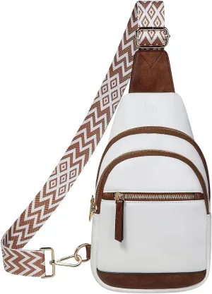VASCHY Sling Bag Purse for Women,Trendy Vegan Leather Small Crossbody Shoulder Chest Bag Fanny Pack Belt Bag for Travel