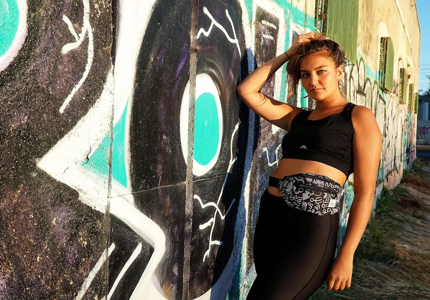 Vibe Festival Gear Fanny Pack for Men Women - Many Prints - Black Holographic Silver Gold Cute Waist Bag for Festival Rave Hiking Running Cycling