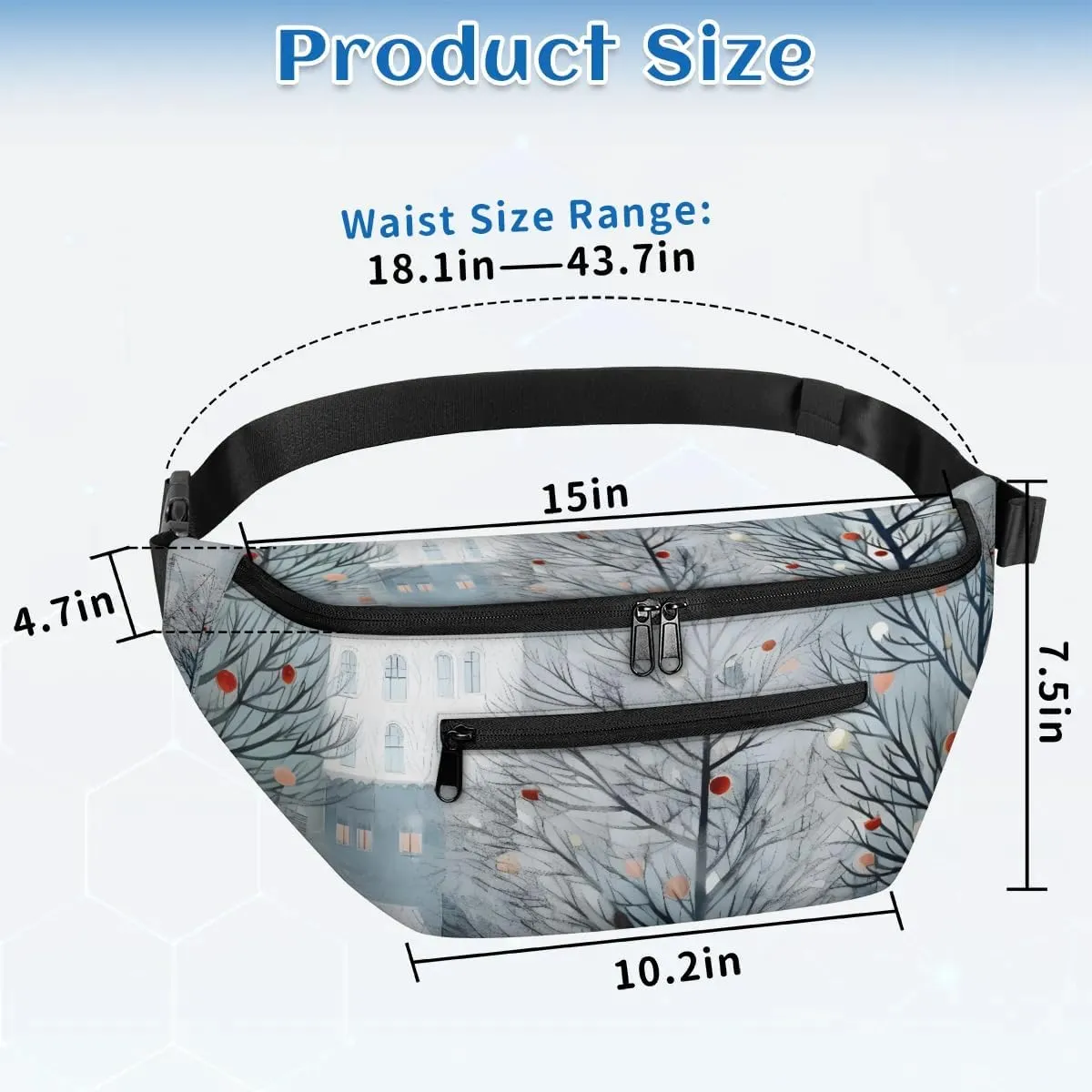 Village Christmas Sling Bag Crossbody Backpack Chest Daypack for Women Sport Travel Hiking Casual Bag Multipurpose Waist Pack With Zipper Closure Adjustable Strap Shoulder Bag