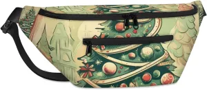 Vintage Christmas Tree Sling Bag Crossbody Backpack Chest Daypack for Women Sport Travel Hiking Casual Bag Multipurpose Waist Pack With Zipper Closure Adjustable Strap Shoulder Bag