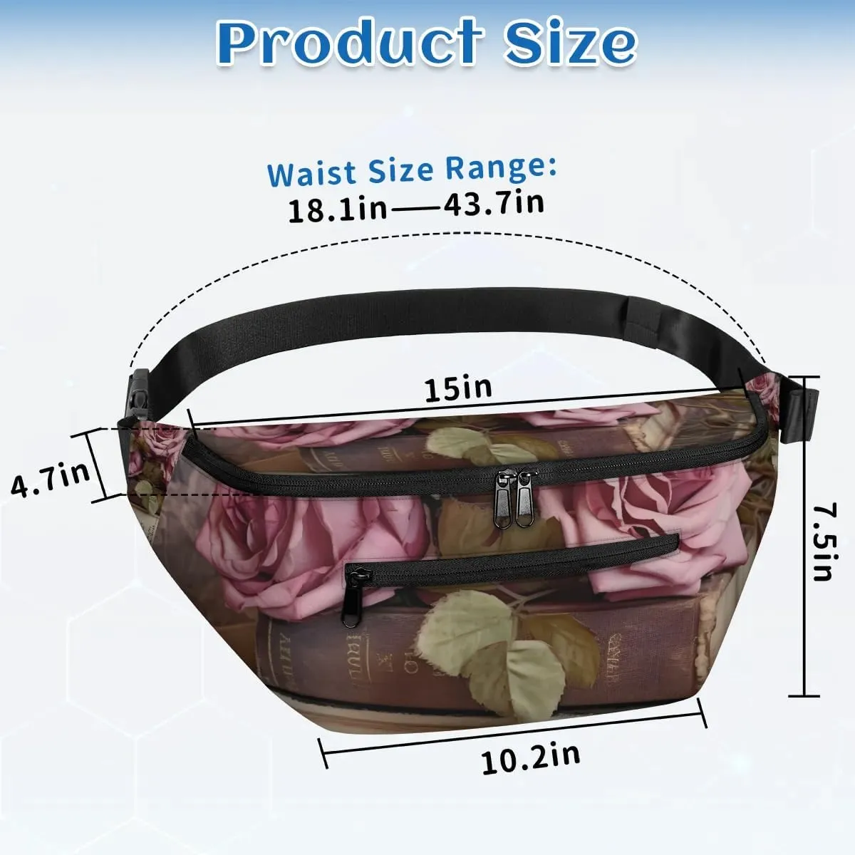 Vintage Flower Pattern Sling Bag Crossbody Backpack Chest Daypack for Women Sport Travel Hiking Casual Bag Multipurpose Waist Pack With Zipper Closure Adjustable Strap Shoulder Bag