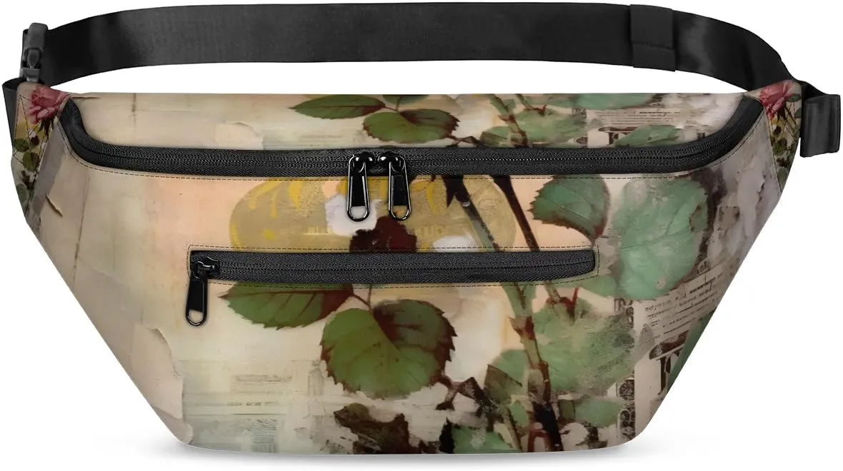Vintage Flowers Sling Bag Crossbody Backpack Chest Daypack for Women Sport Travel Hiking Casual Bag Multipurpose Waist Pack With Zipper Closure Adjustable Strap Shoulder Bag