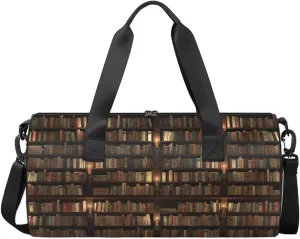Vintage Library Bookshelf Travel Duffel Bag Bookshelf Sports Gym Bag Men Women Sports Travel Luggage Bag 17.6”×9”×9 “ Duffel Bag Weekend Overnight Gym Bag Nvenient For Carrying
