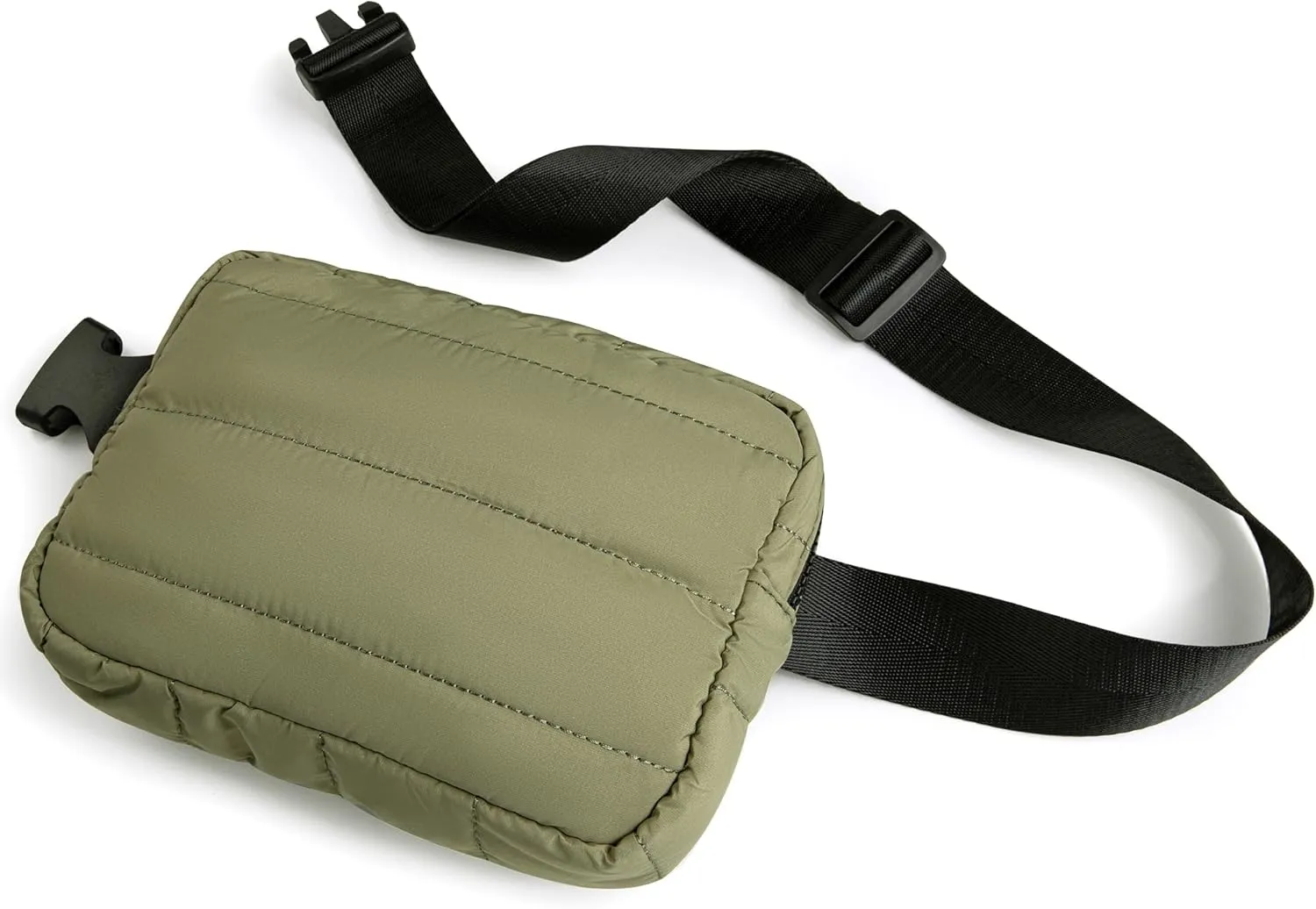 Viva Terry Puffer Belt Bag for Women and Men Small Cotton Crossbody Fanny Pack with Adjustable Strap for Running Hiking Travel Workout-Army Green