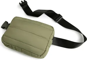 Viva Terry Puffer Belt Bag for Women and Men Small Cotton Crossbody Fanny Pack with Adjustable Strap for Running Hiking Travel Workout-Army Green