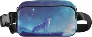 Waist Pack Bag Modern Art Wolf Star on Cliff Outdoor Fanny Pack Crossbody Bum Bags