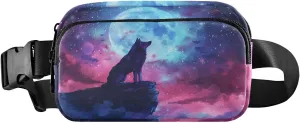 Waist Pack Bag Wolf on Cliff in Moonlight Outdoor Fanny Pack Crossbody Bum Bags