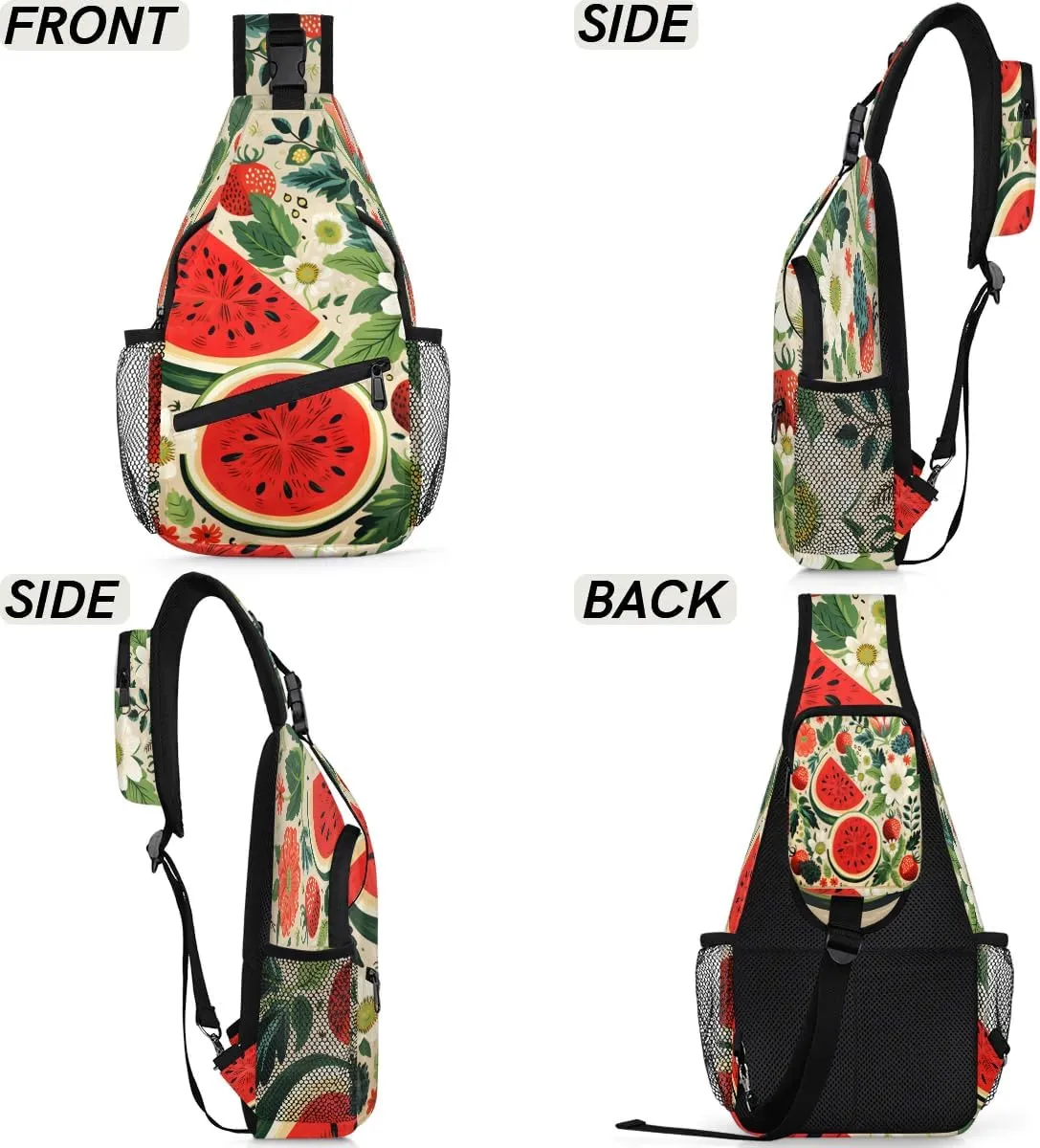 Watermelon Fruit Pattern Sling Bag for Women Men, Waterproof Crossbody Sling Backpack Travel Outdoor Sports Chest Bag
