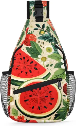 Watermelon Fruit Pattern Sling Bag for Women Men, Waterproof Crossbody Sling Backpack Travel Outdoor Sports Chest Bag