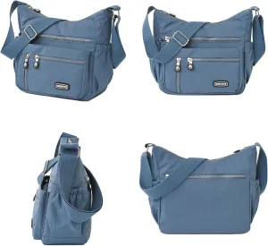 Waterproof Nylon Crossbody Bag for Women Mulit-Pockets Shoulder Bag Outdoor Travel Purses and Handbag