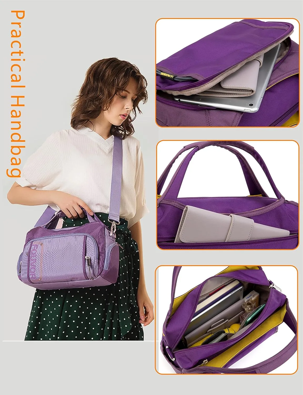 Waterproof Nylon Crossbody Bags for Women Multi-Pocket Shoulder Bag Travel Purse and Handbag