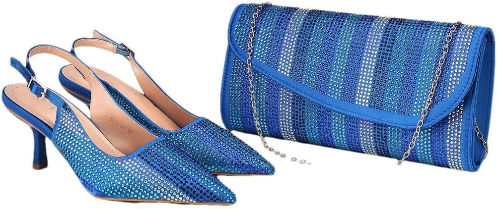 Wedding Stilettos Crystal Purse Italian Designer Partywear Combo