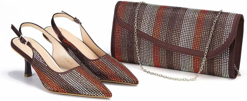 Wedding Stilettos Crystal Purse Italian Designer Partywear Combo