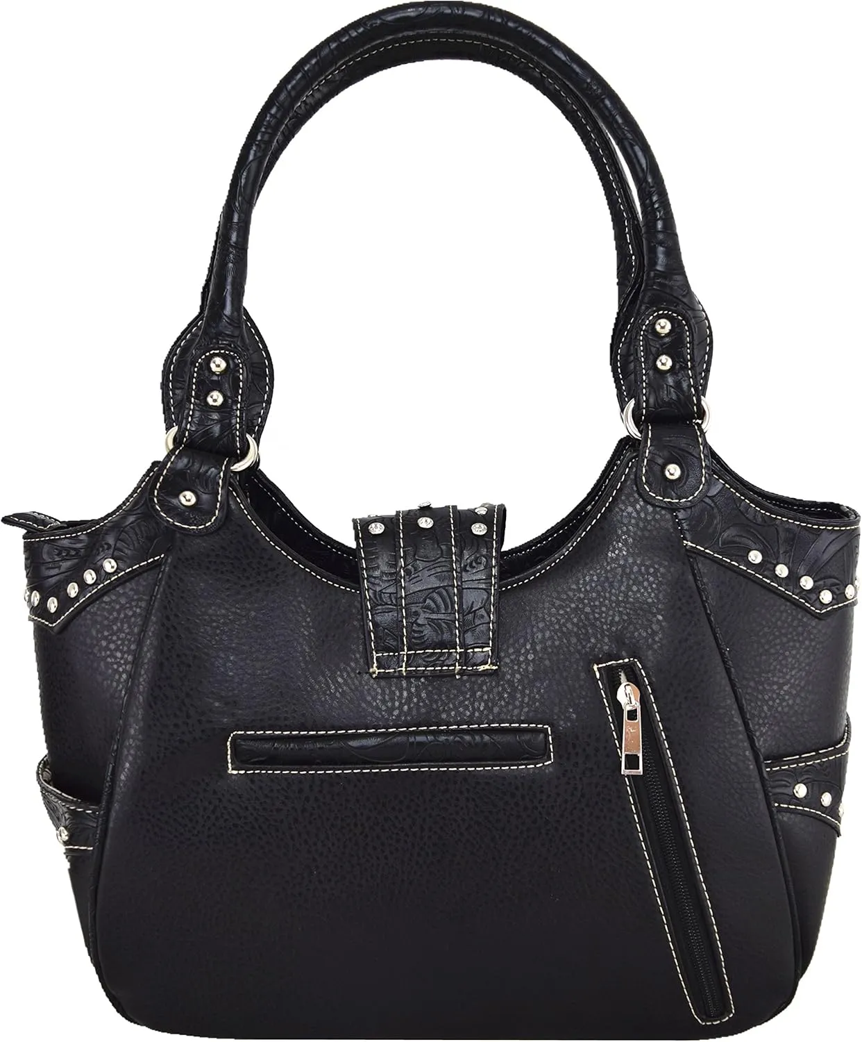 Western Style Tooled Leather Buckle Concealed Carry Purse Country Handbag Women Shoulder Bag Wallet Set