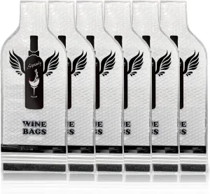 Wine Bags for Travel, 6 Set Reusable Wine Bottle Travel Protector Bags, Double Layer Leak Proof Travel Wine Bottle Protector for Airplane Car Cruise Safety Impact Resist
