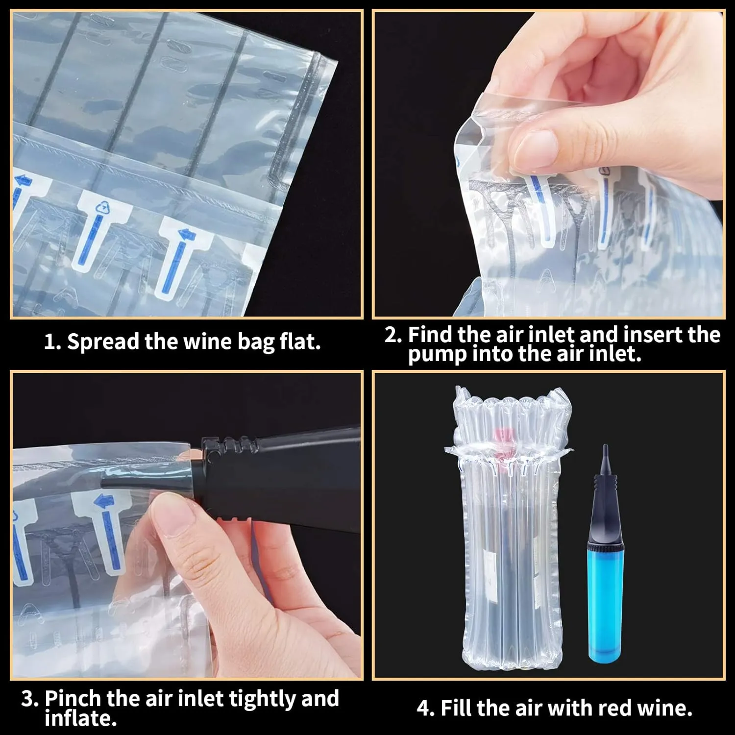 Wine Bottle Travel Protector Bags, Conilly 15 Packs Inflatable Air Column Packaging Bubble Bag with Free Inflator Pump, Reusable Wine Bottle Protector,Safe Choice for wine Transportation