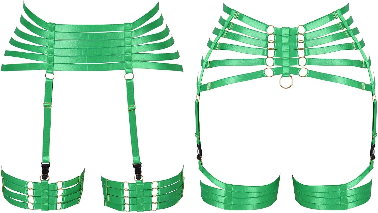 Woman body harness garter Punk gothic belt Leg strap Lingerie cage Plus size Stretchy fabric