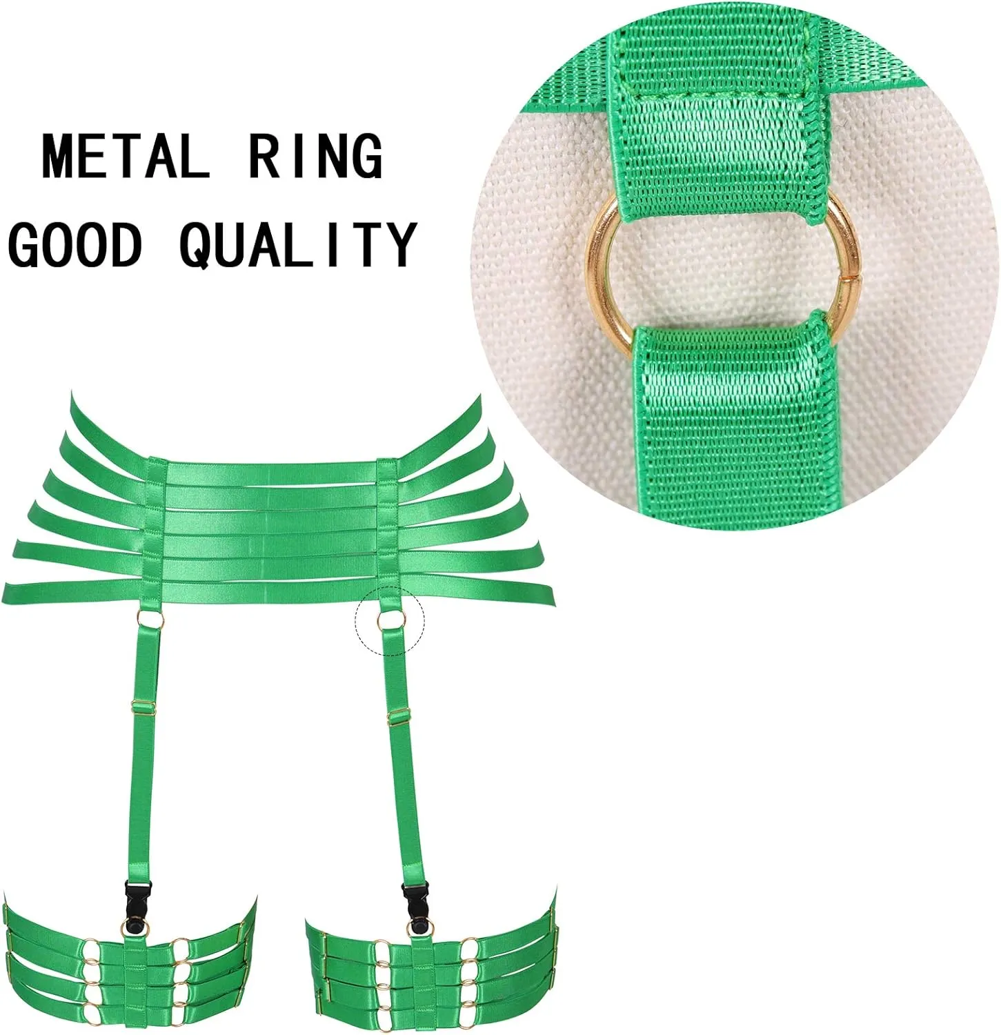 Woman body harness garter Punk gothic belt Leg strap Lingerie cage Plus size Stretchy fabric