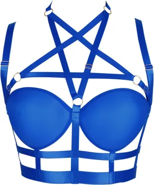 Woman's Body Harness Bra Lingerie cage Punk Goth Plus Size Festival Rave Pentagram Chest Strap Belt