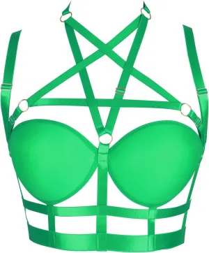 Woman's Body Harness Bra Lingerie cage Punk Goth Plus Size Festival Rave Pentagram Chest Strap Belt