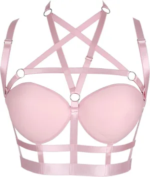 Woman's Body Harness Bra Lingerie cage Punk Goth Plus Size Festival Rave Pentagram Chest Strap Belt