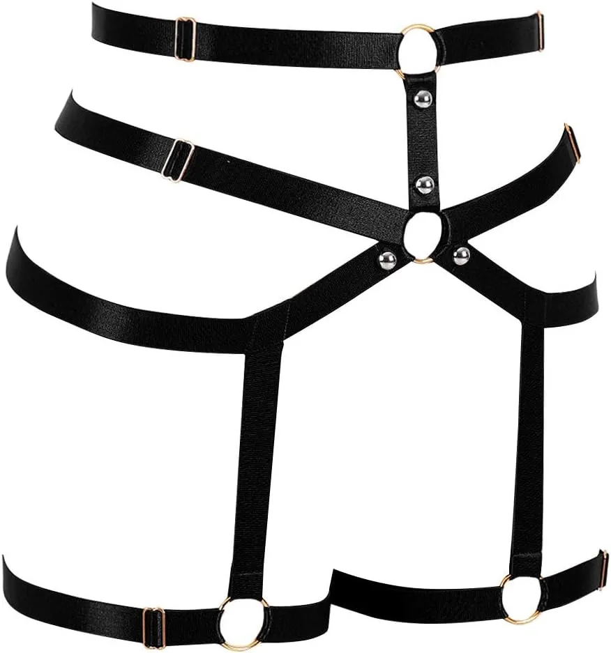 Women body harness Garter belt Leg strap Lingerie cage Soft Elasticity Carnival Punk Gothic Adjustable